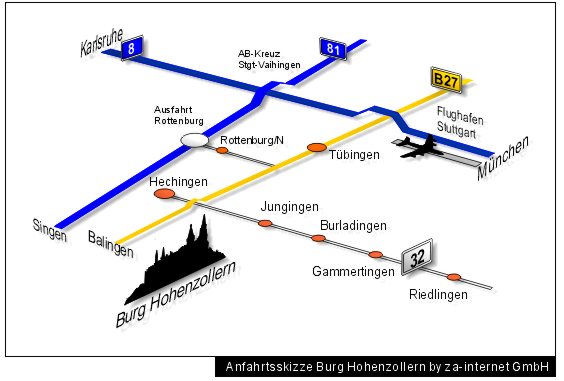 Anfahrt zur Burg Hohenzollern